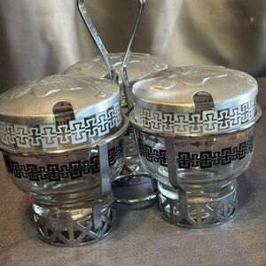 Condiment Set Mid Century Caddy Set Aluminum Lids